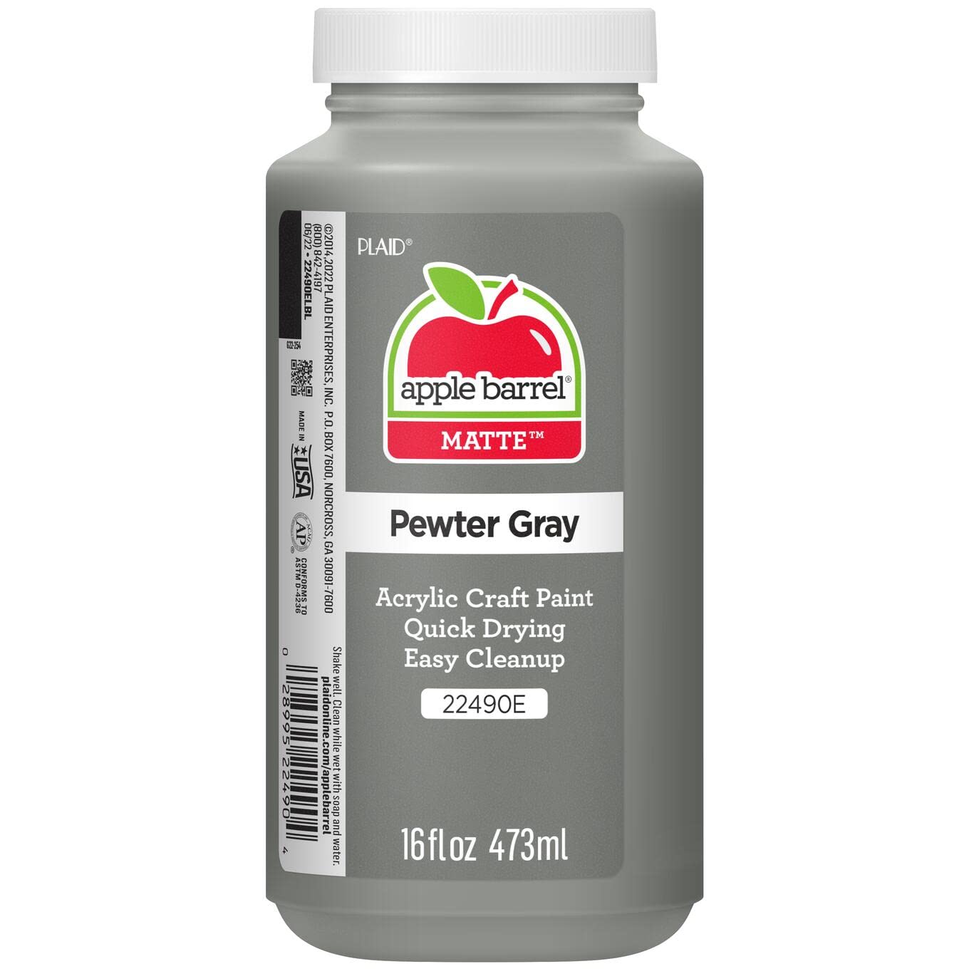 Apple Barrel ACRYLIC PAINT, 16 oz, Pewter Grey Apple Barrel