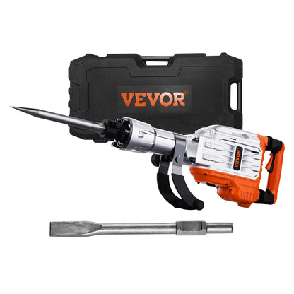 VEVOR Demolition Jack Hammer, MAX 3500W Jack Hammer Concrete Breaker 1900 BPM Heavy Duty Electric Jack Hammer, 2pcs Chisel w/Gloves & 360°C Swiveling - WoodArtSupply