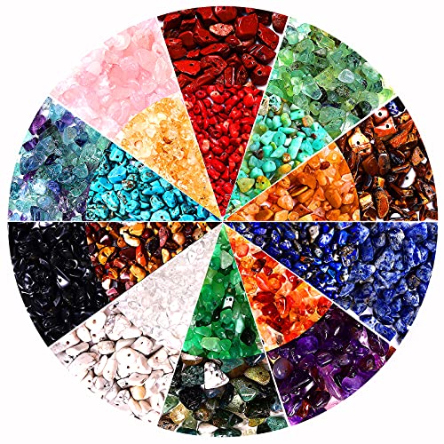 1000PCS Crystal Stone Beads for Jewelry Making, Natural Chip 5-8mm Irregular Gemstones Multicolored Rock Loose Beads for Ring, Earrings, Necklace,