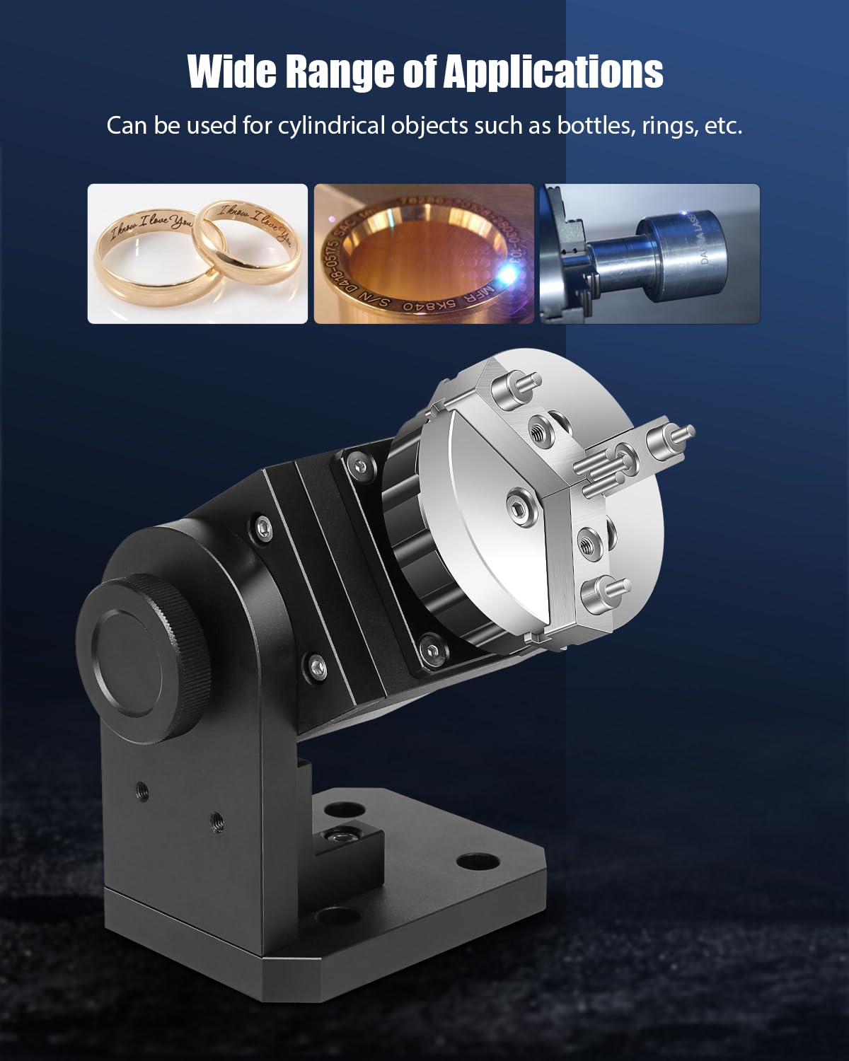 FAHKNS D69 Chuck Rotary Axis, Rotary Chuck for Laser Marking Machine and Fiber Laser Engraver Attachment, Suitable for Rings, Bracelets, Bearings, - WoodArtSupply