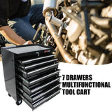 Rolling Tool Cart with Drawers and Wheels Mechanics Tool Cabinet Heavy Duty Lockable Tool Chest Multifunctional Tool Cart (7 Drawers, Black) KIYOMING