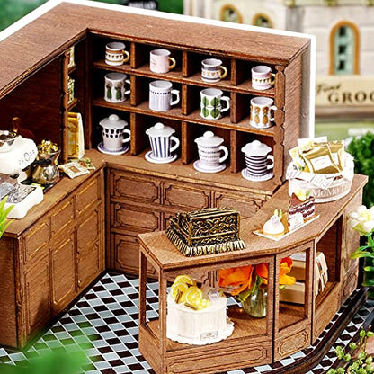 CUTEROOM Doll Houses DIY Dollhouse Kit Handmade & Dollhouse with Led Lights & Music Box Creative Room Dollhouse with Furniture (LV001)