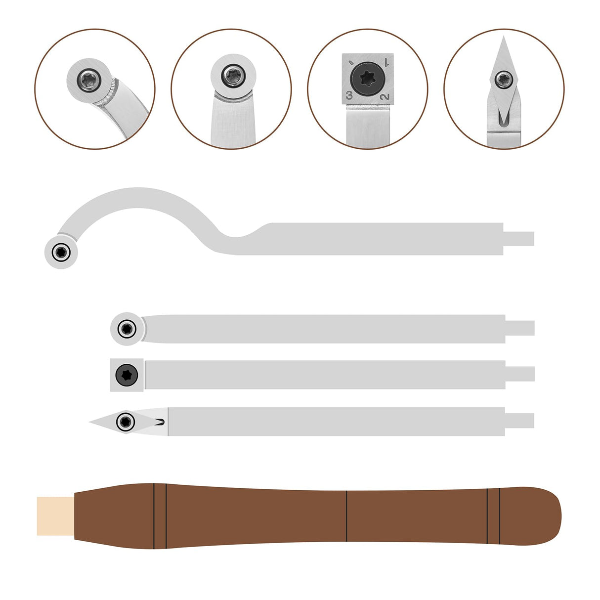 IMOTECHOM 4-Pieces Carbide Tipped Woodturning Tools Lathe Chisel Set with Stainless Steel Blade, Wooden Box IMOTECHOM