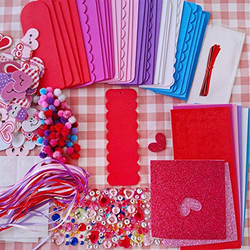 36 Sets Valentine Decorations DIY Bookmarks Valentine Craft Kit Blank Foam Bookmarks with Assorted Smile Face Hearts Owl Alphabets Stickers for Kids Winlyn