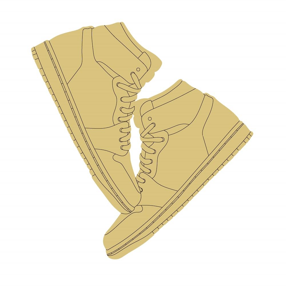 Sneaker Design by Line Unfinished Wood Cutout Tennis Shoe Fashion Door Hanger MDF Style 5 Art 1 Diverse Woodworking