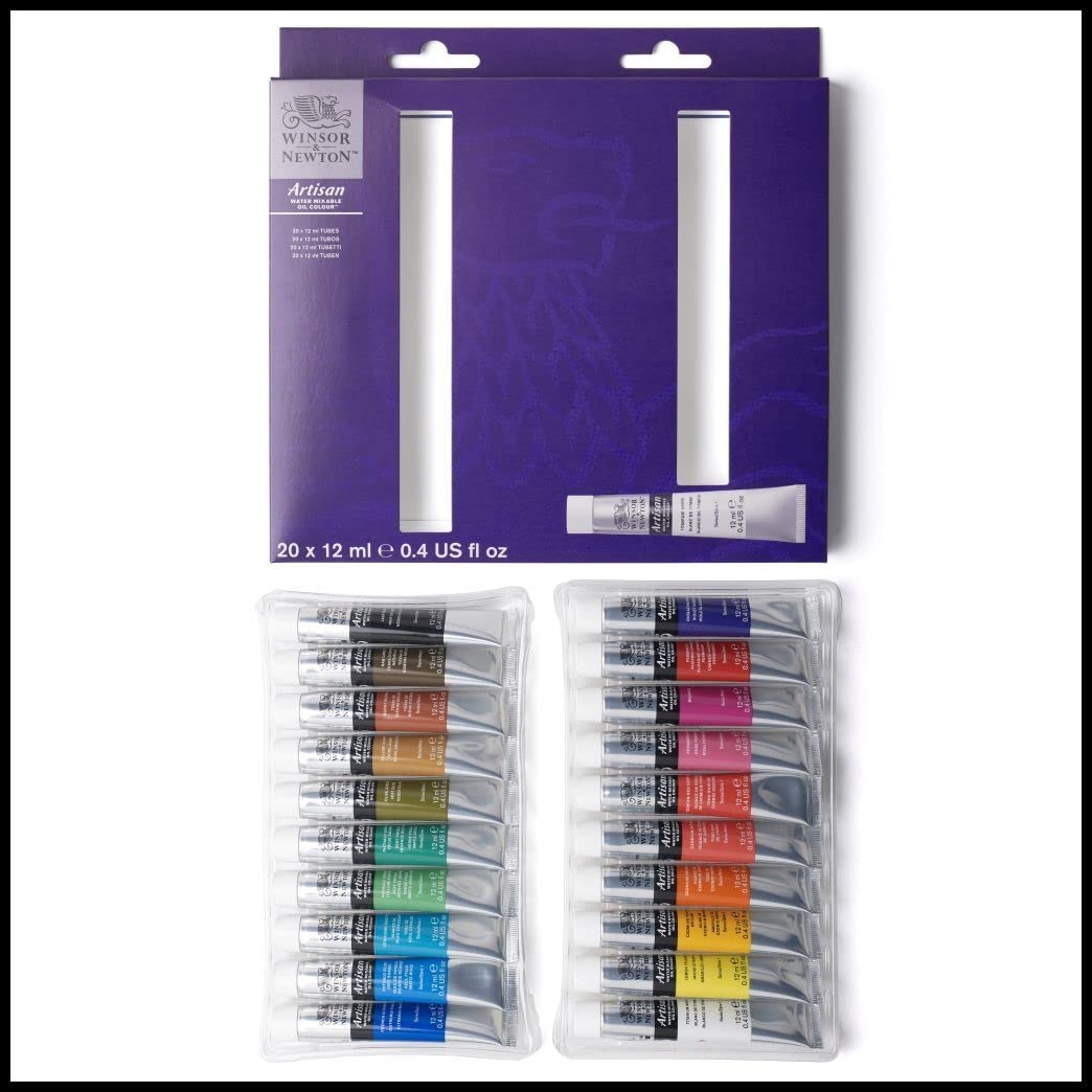 Winsor & Newton Artisan Water Mixable Oil Color Paint, 0.4-oz (12xml) Tubes, Set of 20 Winsor & Newton
