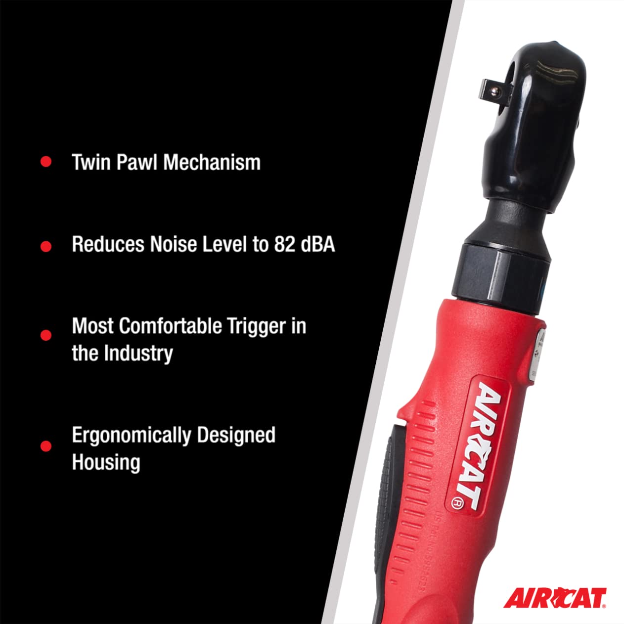 AIRCAT Pneumatic Tools 802-5: Composite Twin Pawl Ratchet Wrench 70 ft-lbs - 1/2-Inch