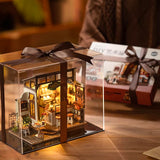 DIY Miniature House Kit Flavory Coffee Shop, Tiny House Kit for Adults to Build, Mini House Making Kit with Furnitures, Halloween/Christmas Wowood
