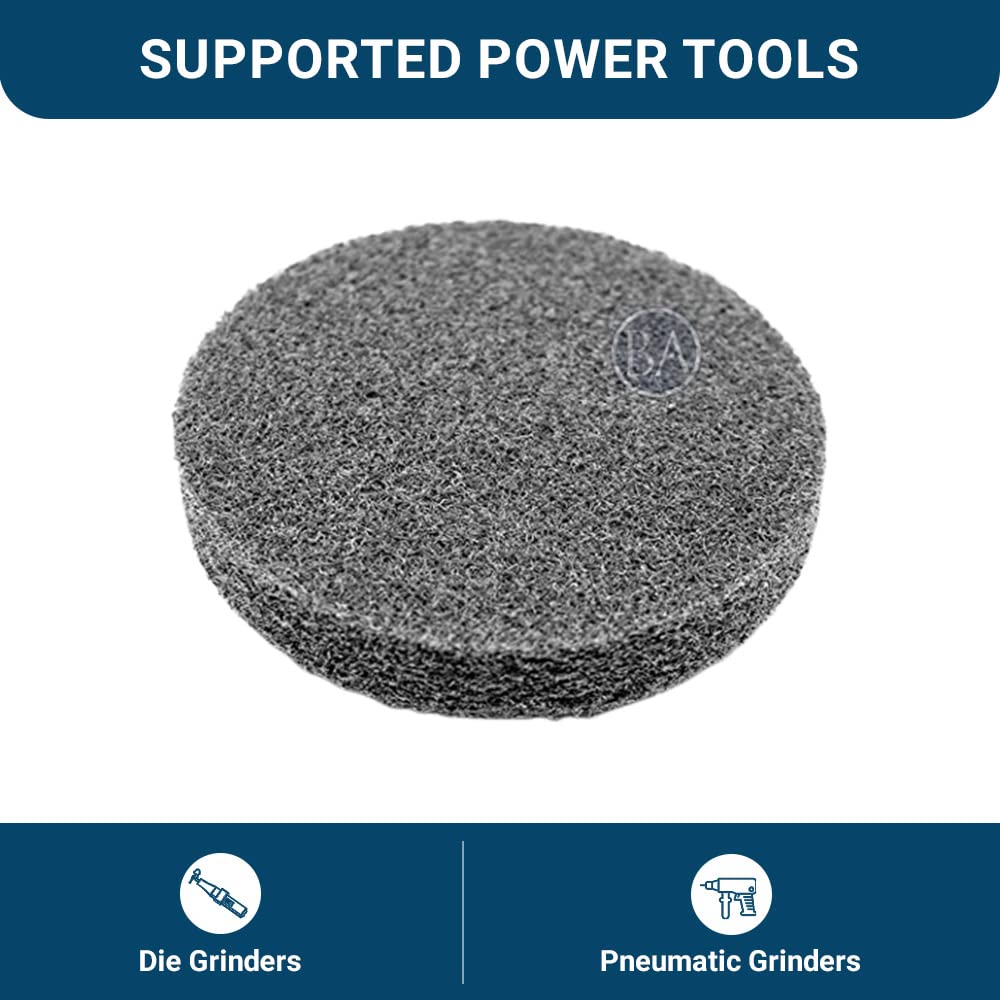 Benchmark Abrasives 3" Quick Change Silicon Carbide Non-Woven Surface Preparation Wheels for Sanding Polishing Paint Removal, Male R-Type Backing Use Benchmark Abrasives