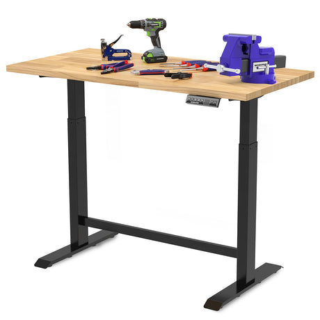 WORKPRO Dual Motor 48" Electric Height Adjustable Workbench, 500 LBS Load Capacity 48"x24" Wooden Top and Memory Keypad, Work Table for Workshop, WORKPRO