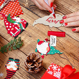 Macarrie 48 Pcs Christmas Wood Gnome Cutouts Blank Unfinished Wooden Gnome Hanging Ornaments Elf Paintable Christmas Ornaments with Rope for DIY Macarrie
