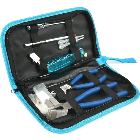 YOTINO Glass Cutting Tool Kit Includes Blue Grip Oil Feed Glass Cutter with 2 pliers, 3 Extra Replacement Head, Tungsten Scribe Engraving Pen, YOTINO