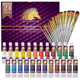 MyArtscape Supplies Paint Bundle - Oil Paint Set - 12ml x 24 Tubes - Lightfast - Heavy Body - Oil-based Colors - with Premium Set of 15 Short Handle MyArtscape