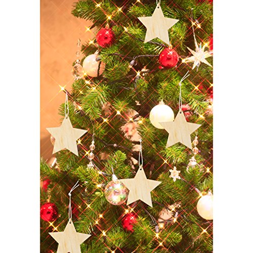 Pangda 20 Packs Wooden Star Cutouts Hanging Ornaments with 20 Packs Strings for Wedding, DIY, Craft, Festival, Decoration, Embellishments - WoodArtSupply