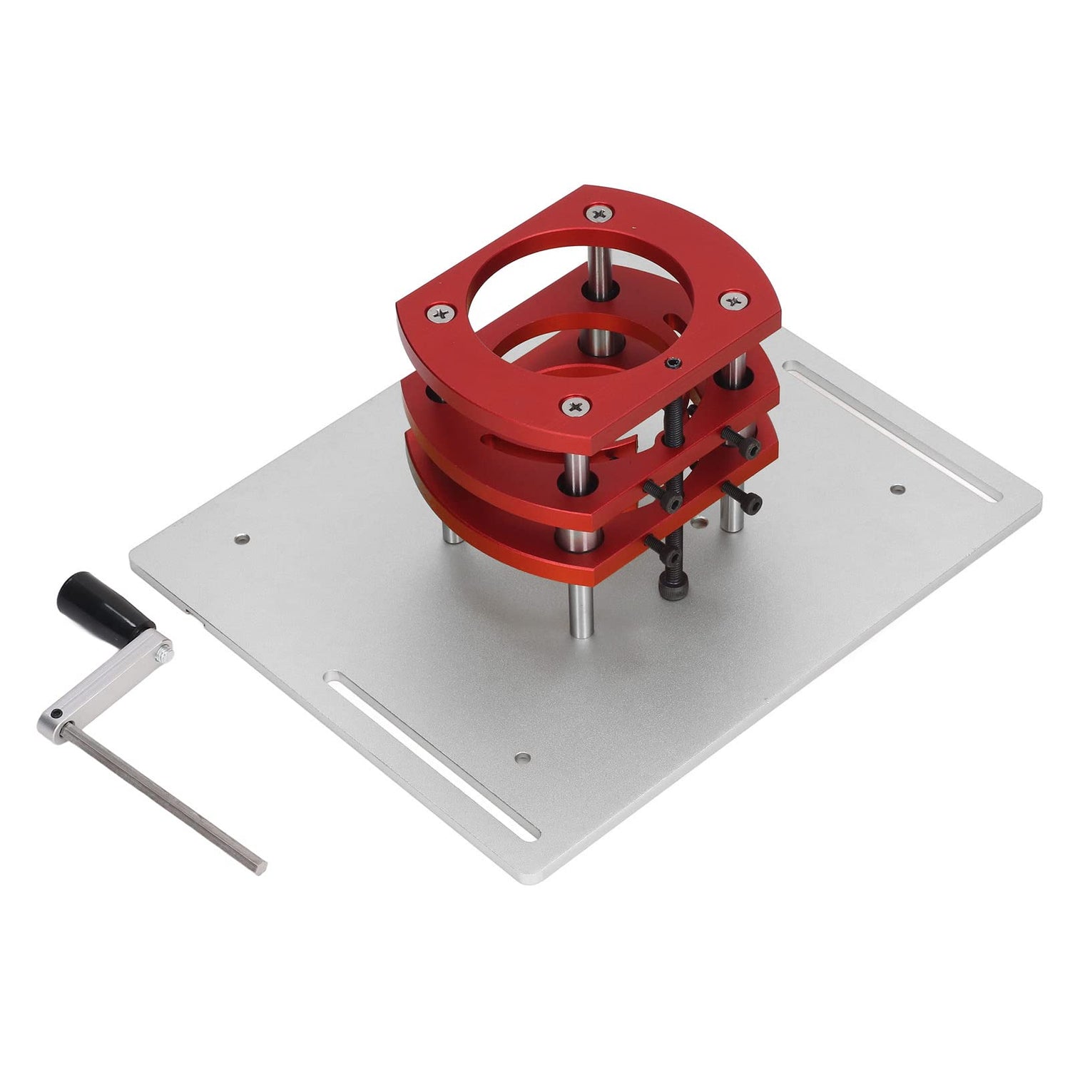 Precision Router Lift, Woodworking Router Table Insert Plate Lift Base for 64-66mm Diameter Motors, Max Lift 51mm Woodworking Engraving DIY Tools Zooke