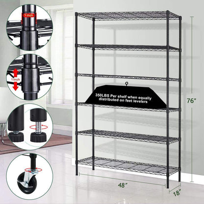 6-Tier Storage Shelves NSF Certified Wire Shelving Unit on Wheels Heavy Duty Metal Shelves Adjustable Steel Shelving 2100Lbs Capacity for Closet