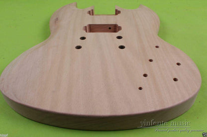 Unfinished Guitar Body Mahogany Wood Set in Heel DIY electric guitar Body replacement HH pickups - WoodArtSupply