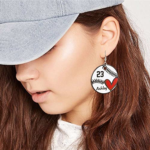 Custom Football Earrings for Women Girls Cute Softball Earrings Lightweight Basswood Personalized Name Number Sport Drop Dangle Earrings Baseball AILIN