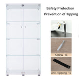 Nifoti 64.5" High 4-Shelf Double Door Glass Display Cabinet with Locks - Versatile Curio and Bookshelf for Living Room nifoti