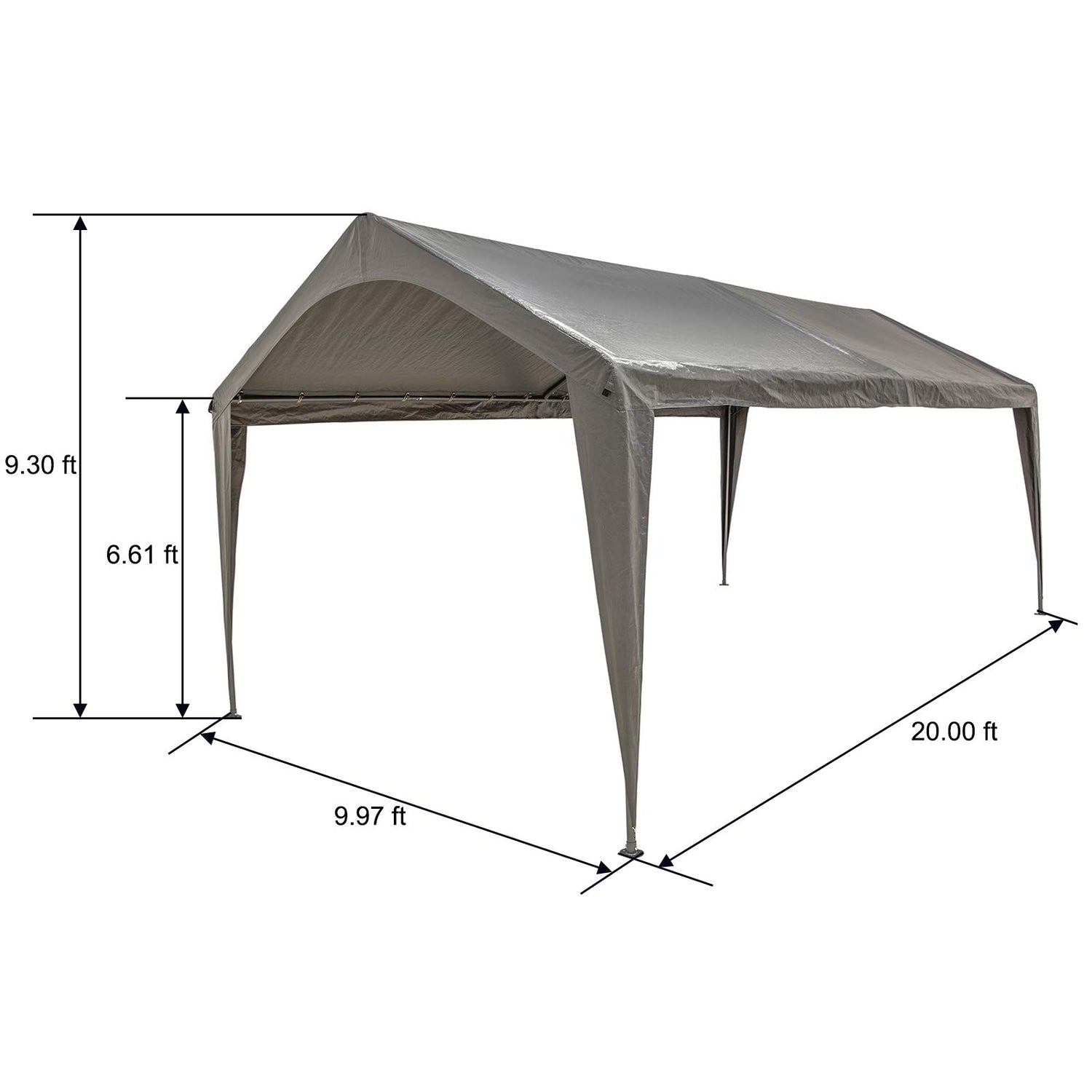 Sunnyglade 10x20 Feet Carport Replacement Top Canopy Cover with Fabric Pole Skirts and Accessories for Car Garage Shelter Tent, Dark Grey(Only Top Sunnyglade