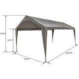 Sunnyglade 10x20 Feet Carport Replacement Top Canopy Cover with Fabric Pole Skirts and Accessories for Car Garage Shelter Tent, Dark Grey(Only Top Sunnyglade