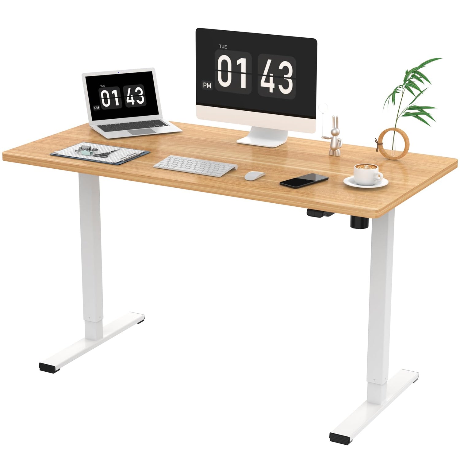 SANODESK Electric Standing Desk 48 x 24 Inches, Height Adjustable Stand Up Desk w/2-Button Controller, Ergonomic Computer Desk for Home Office, White SANODESK