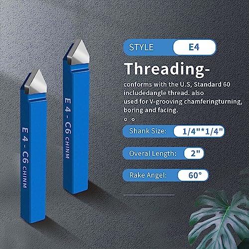 HAowosi 10PCS 1/4" Metal Lathe Cutting Tools,C-6 Carbide Tip Cutter Tool Bit Cutting Set,Milling Welding Bit Lathe Cutting Tool Kit HAowosi