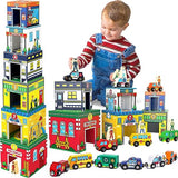 Atoylink Toddler Sorting and Stacking Toys with Magnetic Wooden Cars & Community Helpers, Baby Number Blocks Nesting Boxes Preschool Learning Atoylink