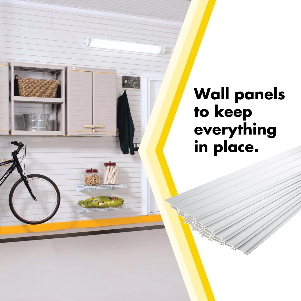 GarageTek Heavy Duty PVC Garage Slatwall | 8ft x 1ft TekPanel (6-Pack) | Garage Organizer Hanging System - WoodArtSupply