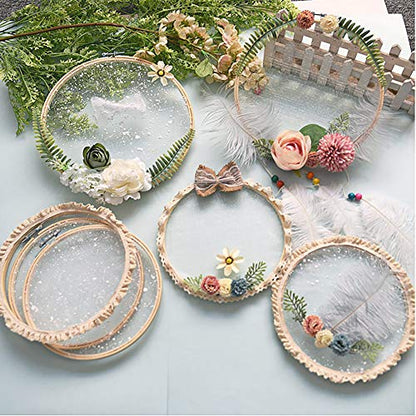 Wreath Rings, Wooden Wreath Rings for Crafts, Wooden Bamboo Floral Hoop Wreath Macrame Craft Hoop Rings for DIY Dream Catcher, Wall Hanging Crafts