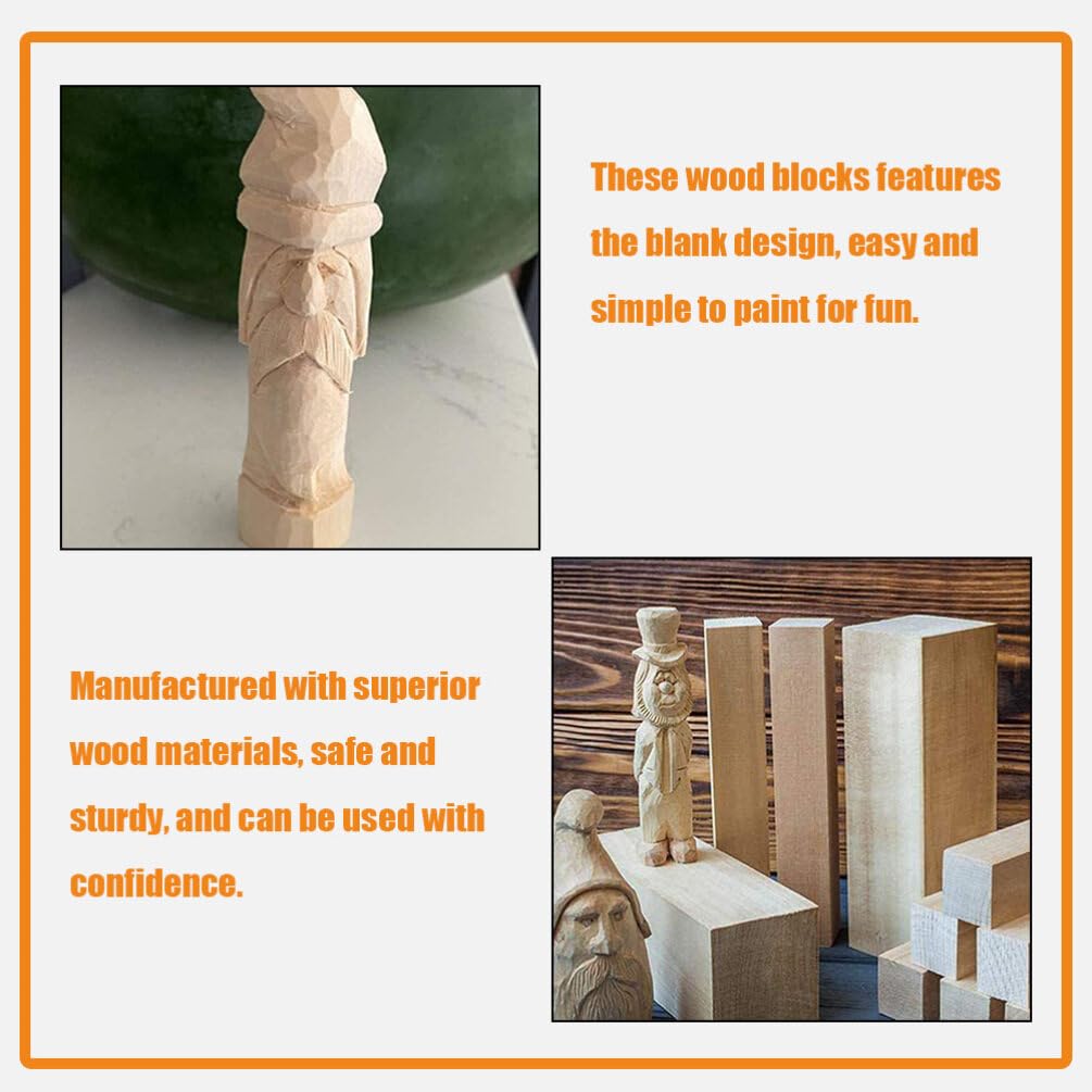 VILLCASE Unfinished Wooden Block :10pcs Whittling Wood Carving Blocks Basswood for Carving Unfinished for Crafts Wooden Block Set Bass Wood for Wood VILLCASE