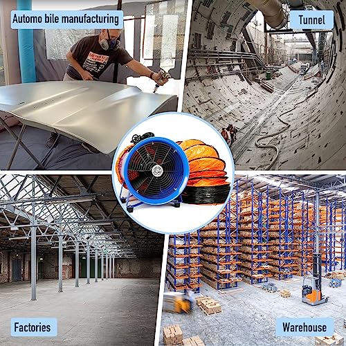 Sewinfla 520W/12inches Utility Blower, Portable Ventilator Exhaust Fan with 33ft PVC Flexible Duct Hose, Low Noise Heavy Duty Cylinder Fan for Home & Sewinfla