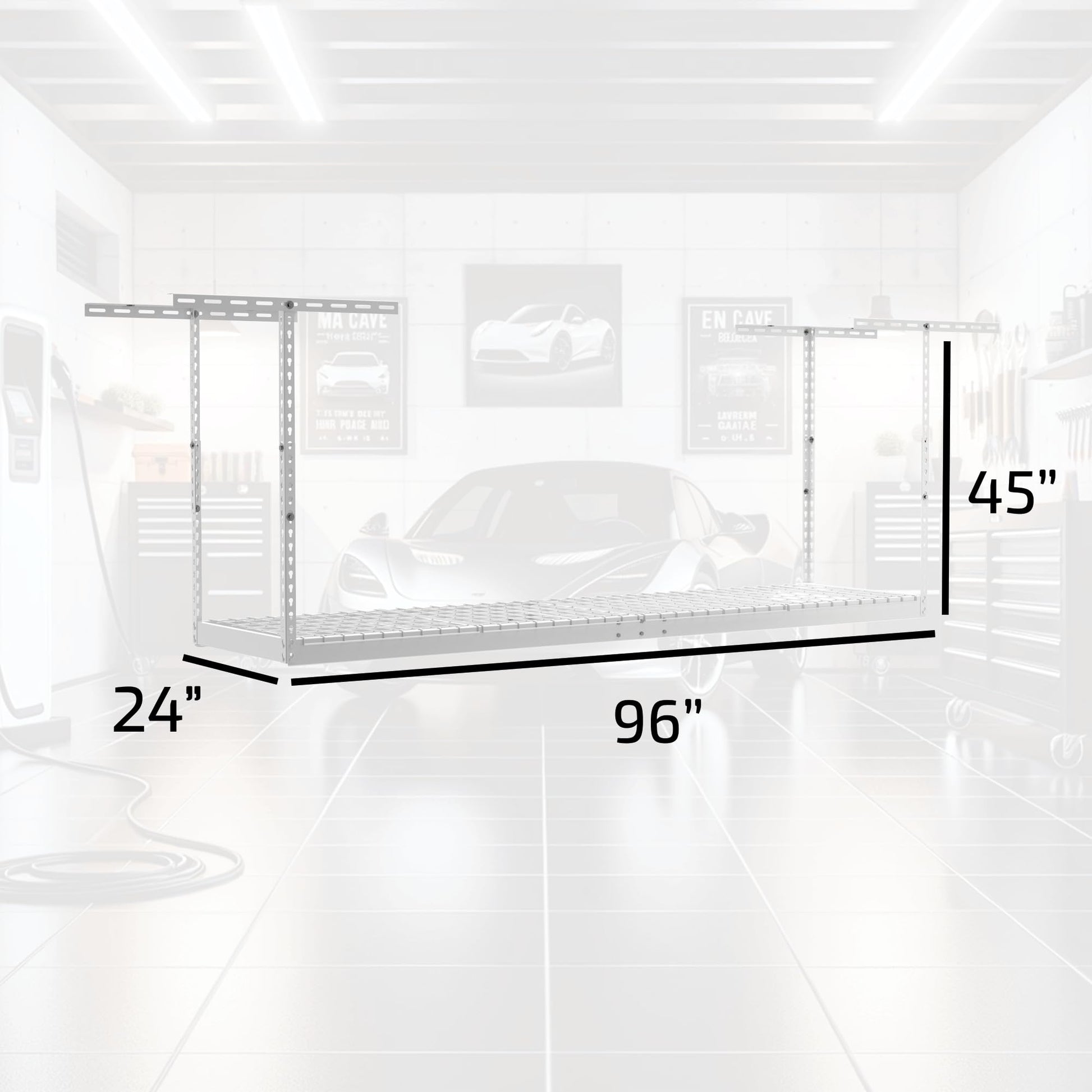 MonsterRax Overhead Garage Storage Rack 2x8, Ceiling Mounted Shelving, Adjustable Hanging Organizer, Heavy Duty Steel, 350 Pound Capacity, Color: - WoodArtSupply