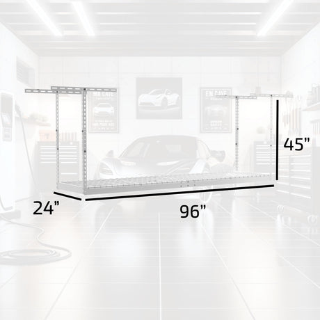 MonsterRax Overhead Garage Storage Rack 2x8, Ceiling Mounted Shelving, Adjustable Hanging Organizer, Heavy Duty Steel, 350 Pound Capacity, Color: MonsterRAX Storage Solutions