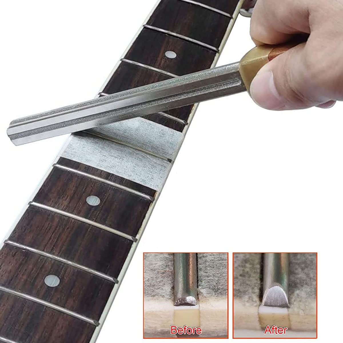 TUOREN Guitar Luthier Tool Kit Guitar Frets Repairing Tool Kit with Fret Leveling File End Beveling File Fret Crown Dressing File Hammer Neck Rest - WoodArtSupply