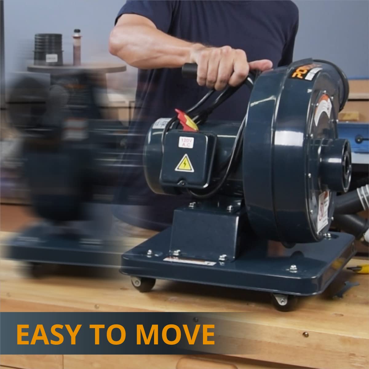 POWERTEC 1 HP, 560 CFM Portable Dust Collector with 1 Micron Dust Collector Bags, Dust Collectors for Woodworking Dust Collection System (DC5372) POWERTEC