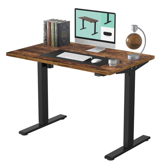 FLEXISPOT Electric Height Adjustable Standing Desk, 48 x 24 Inches, Black Frame/Rustic (EC1 Classic 48, Rustic 2 Packages) - WoodArtSupply