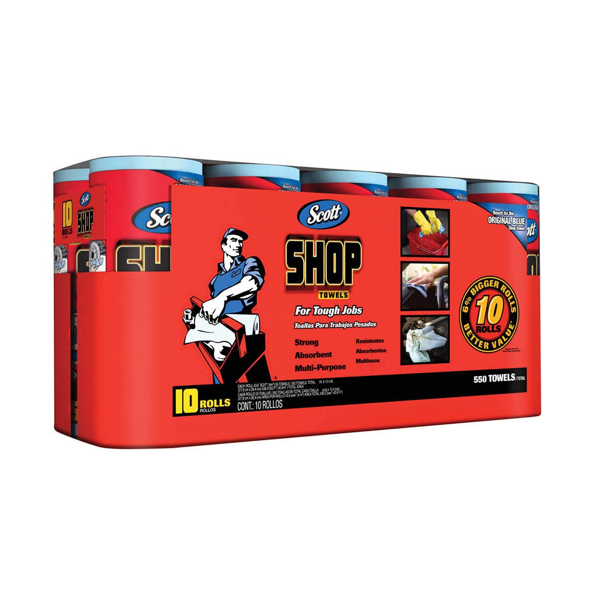 Scott Shop Multi-Purpose Strong Absorbent Towels in Original Blue - 10 Rolls WoodArtSupply