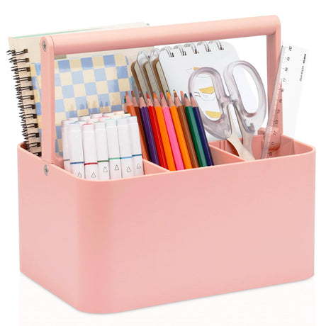 LAFARA Art Supply Storage Organizer, Multipurpose Caddy Organizer with Handle and Adjustable Divider, Plastic Portable Craft Storage Organizer Caddy LAFARA