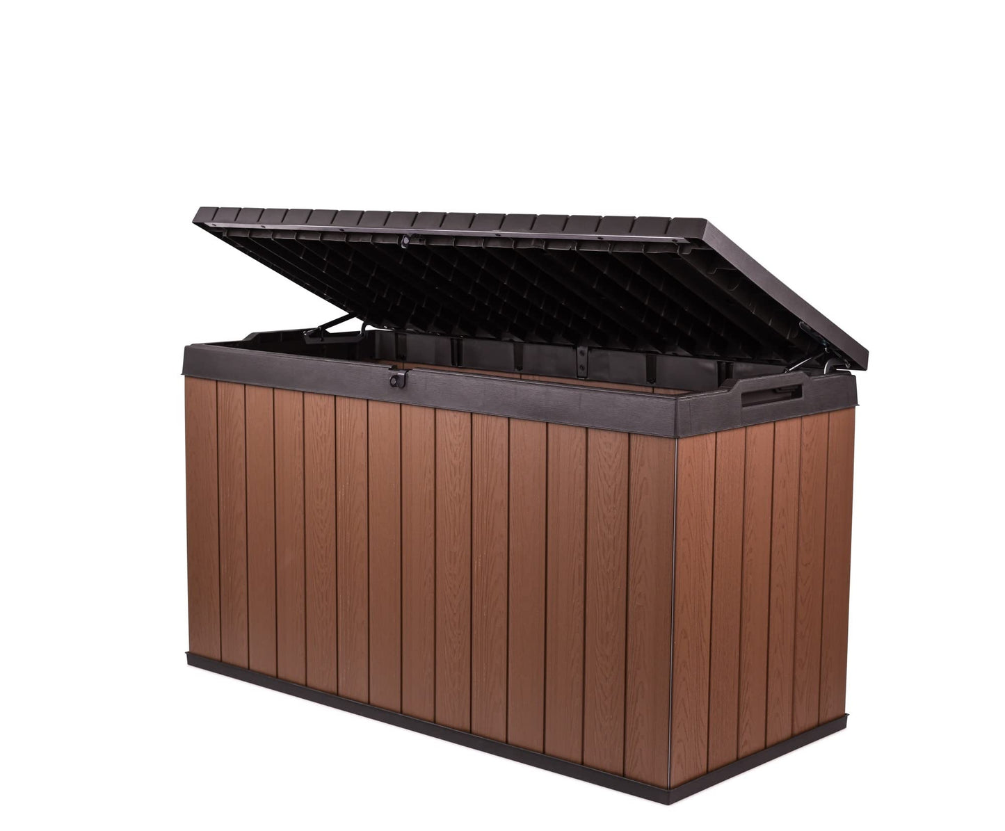 Keter Darwin 150 Gallon Resin Large Deck Box - Organization and Storage for Patio Furniture, Outdoor Cushions, Garden Tools and Pool Toys, Brown & - WoodArtSupply