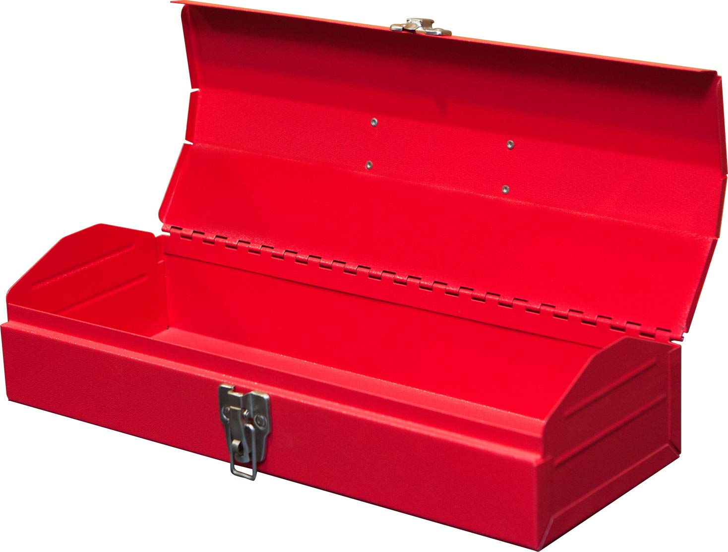 BIG RED TB102 Torin 16" Hip Roof Style Portable Steel Tool Box with Metal Latch Closure, Red - WoodArtSupply