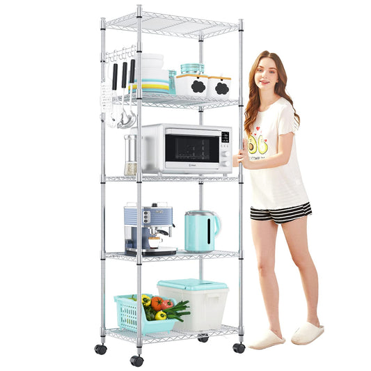 Devo 5-Tier Adjustable Heavy Duty Wire Shelving Unit for Versatile Storage Solutions - WoodArtSupply