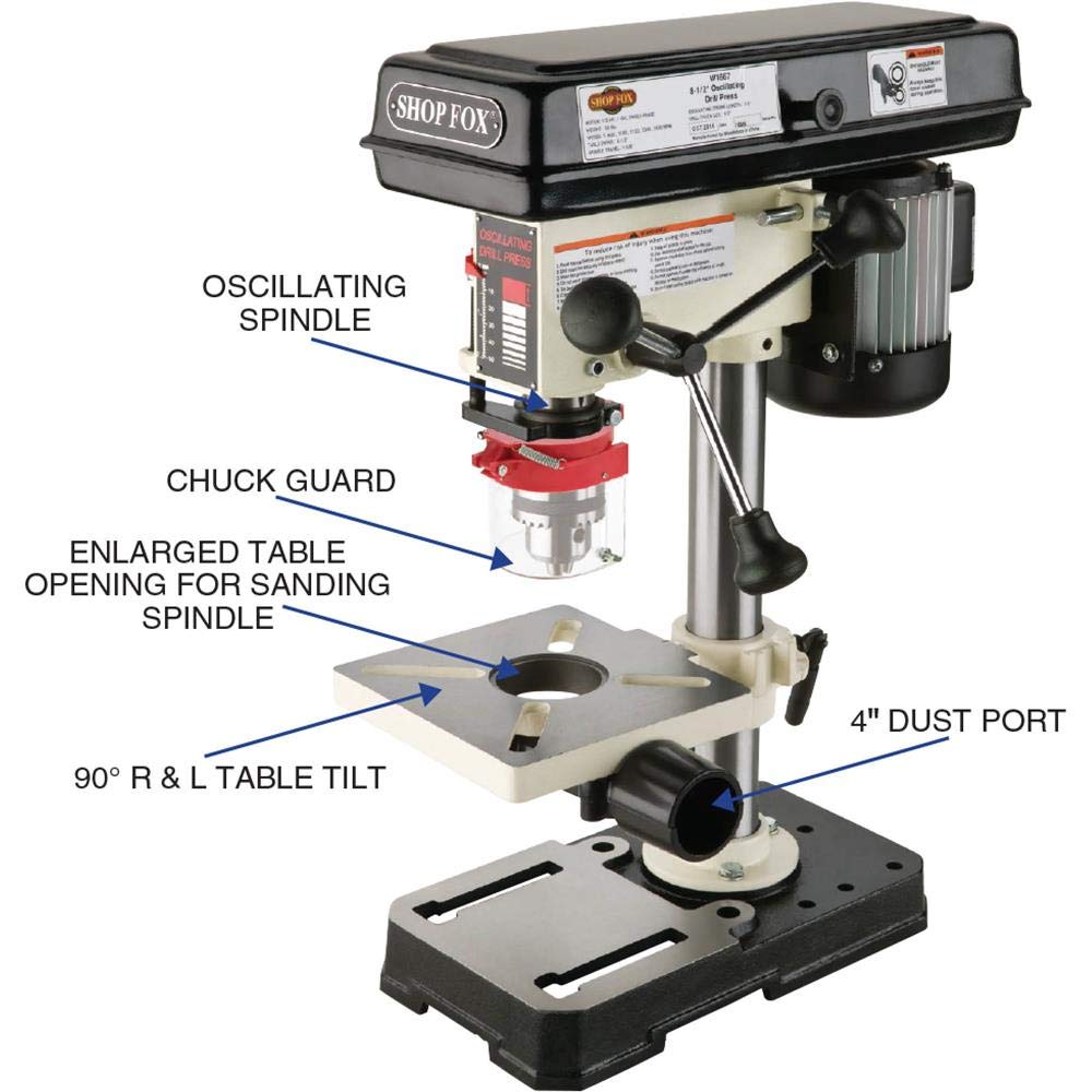 Shop Fox W1667 1/2 HP 8-1/2-Inch Bench-Top Oscillating Drill Press - WoodArtSupply