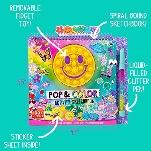Just My Style Pop & Color Sketchbook, Creative Fidget Sketchbook and Pen Set, Great Weekend Activity, Includes Cute Puffy Stickers & Mindfulness Just My Style