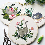 Myfelicity Cat Embroidery Kit 3 Patterns Fabric Threads Needles Hoops Instructions Myfelicity