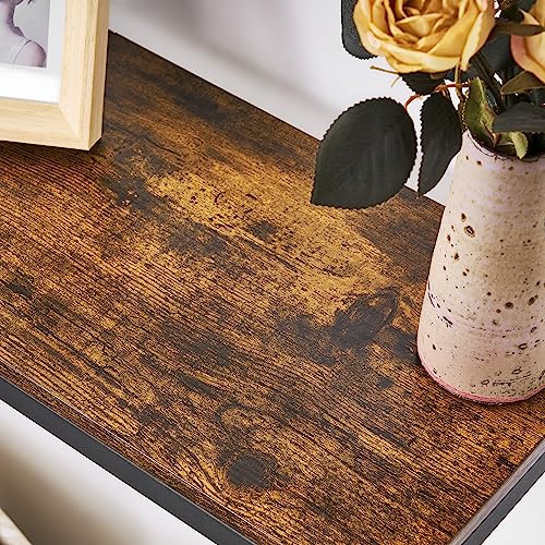 Narrow Industrial Console Table with 2 Support Bars – Versatile Entryway & Display Table in Rustic Brown and Black HOMCENES