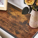 Narrow Industrial Console Table with 2 Support Bars – Versatile Entryway & Display Table in Rustic Brown and Black HOMCENES