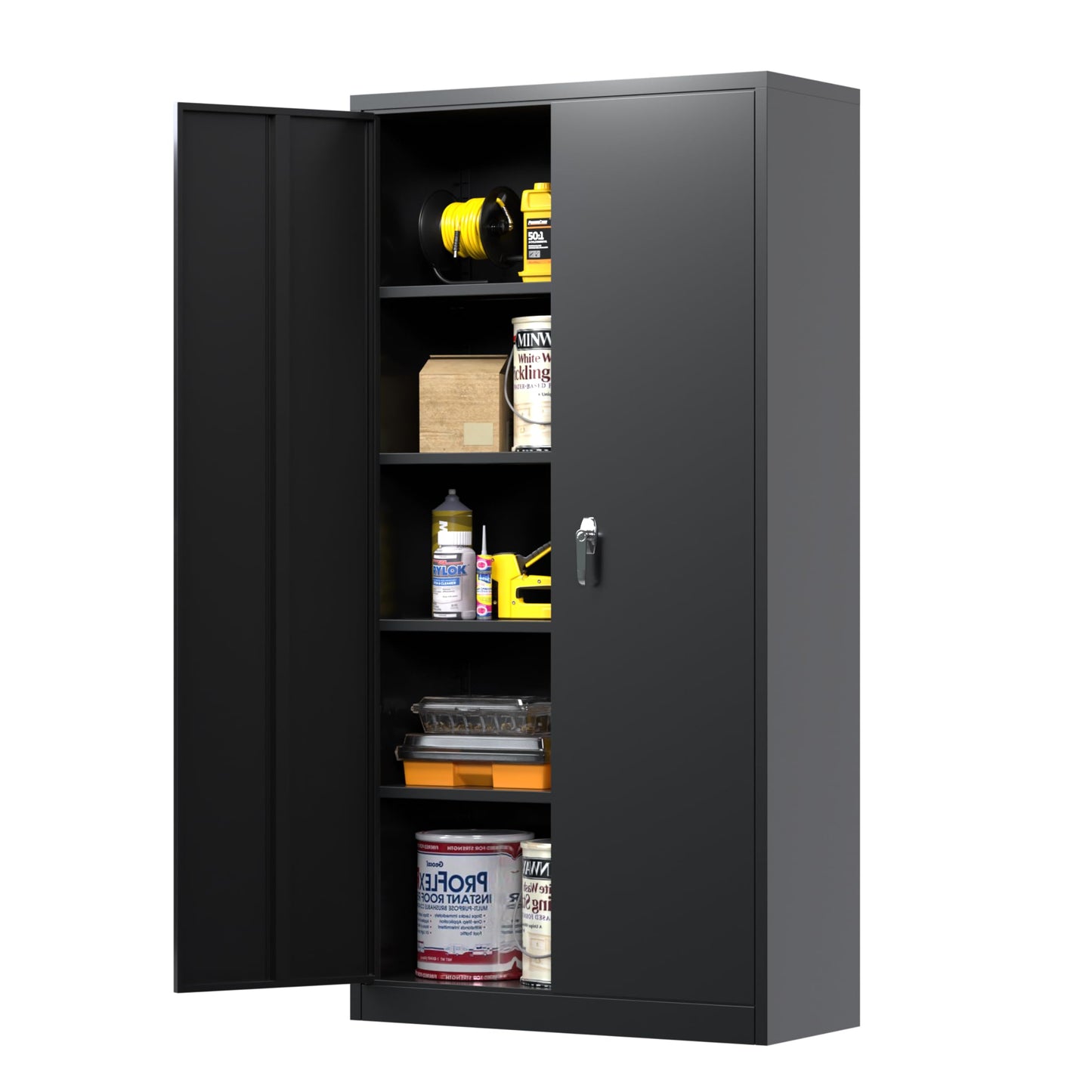 Waqiv Large Space Metal Storage Cabinet with Doors and Shelves, Locking Garage Storage Cabinet, 72'' H Filing Cabinet for Home and Office, Black, 36" - WoodArtSupply