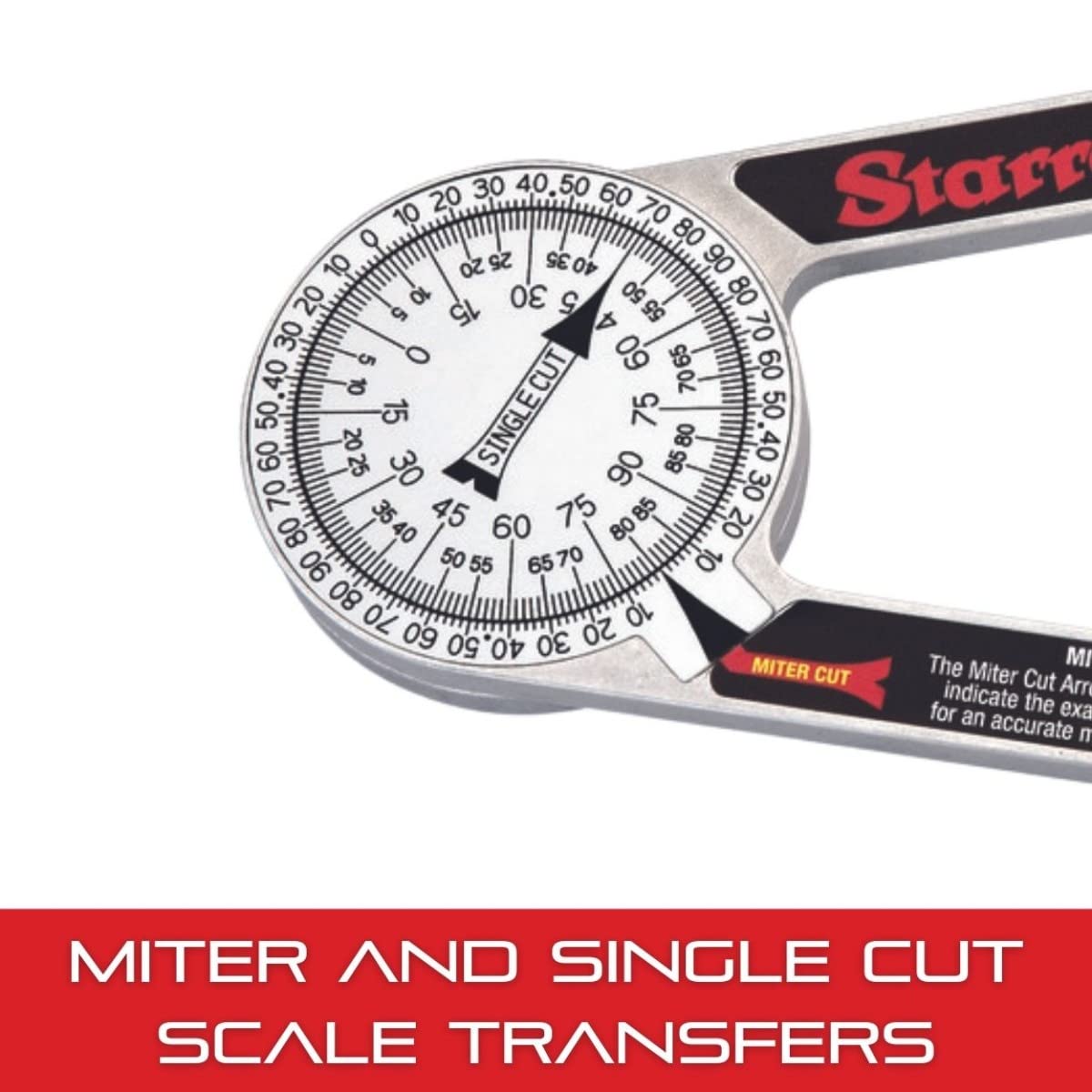 Starrett Plastic Miter Protractor Angle Finder with Two Laser Engraved Scales - Ideal for Carpenters, Plumbers and DIY Home Improvement -7" Length - - WoodArtSupply