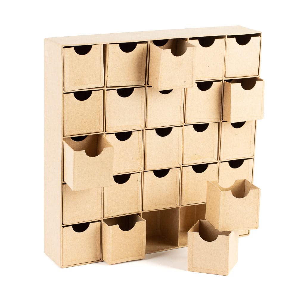 Unfinished Paper Mache Christmas Advent Countdown Box with 25 storage compartments by Factory Direct Craft The Ready to Finish Box Makes a Fun Factory Direct Craft